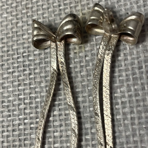 Vintage 1960s Sterling Silver Bow Dangle Earrings - Picture 4 of 4